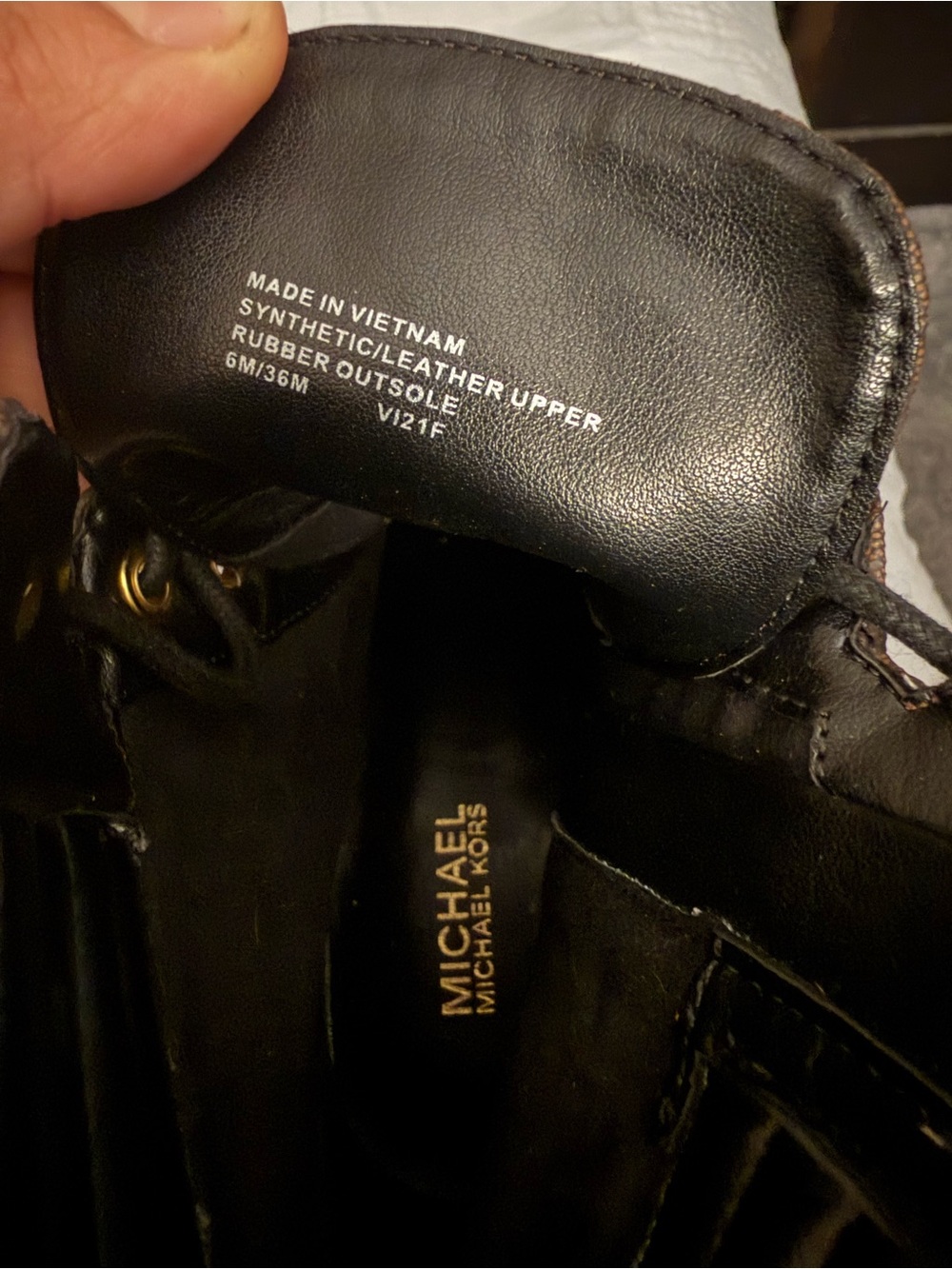 Michael Kors Brown Monogram Lace-Up Ankle Boots - Picture 4 of 4